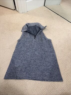 lululemon athletica Blue Heathered Sleeveless Tank with Zip Collar